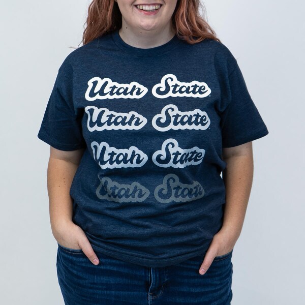 Utah State, Navy, Lettering, T-Shirt